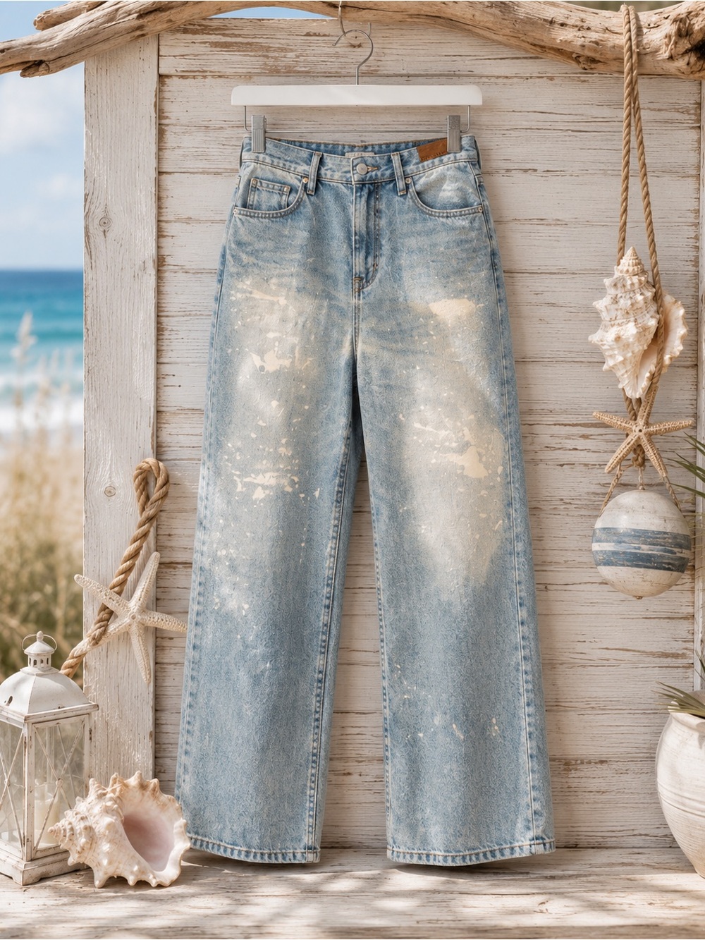 J.Crew Point Sur Denim Wide Leg Jeans 31 NWT Paint Splatter Wash High Rise $248